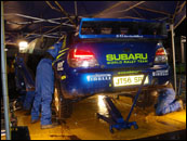 Rally Argentina 2008 - Subaru WRT při ranním servisu